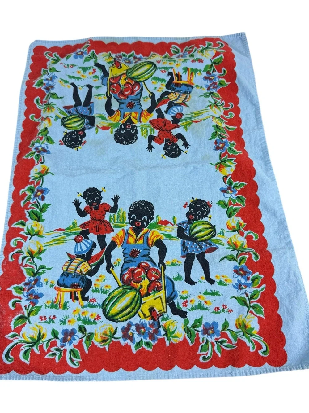 Vintage 50s Mid Century Collectible African Americana Tea Towel Children 26x18